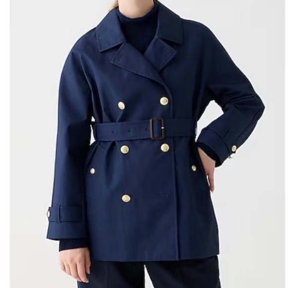 J. Crew Women’s Short trench coat BJ979 Navy Blue Large